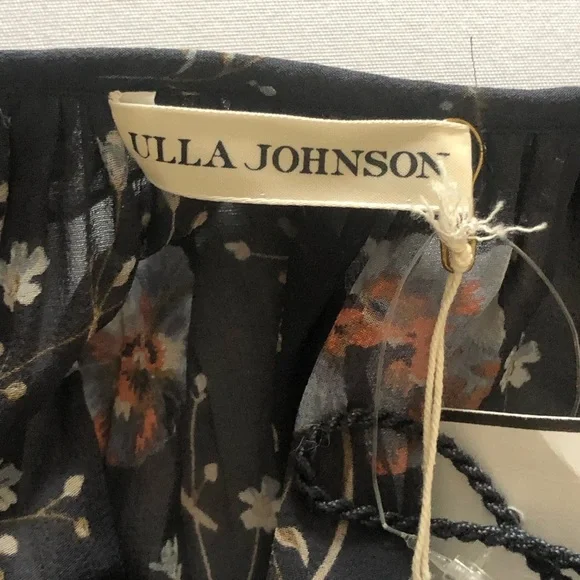 Ulla Johnson NWT Raine Blouse  Dark Floral 100% Silk Georgette Sheer Boho Top - Picture 4 of 9